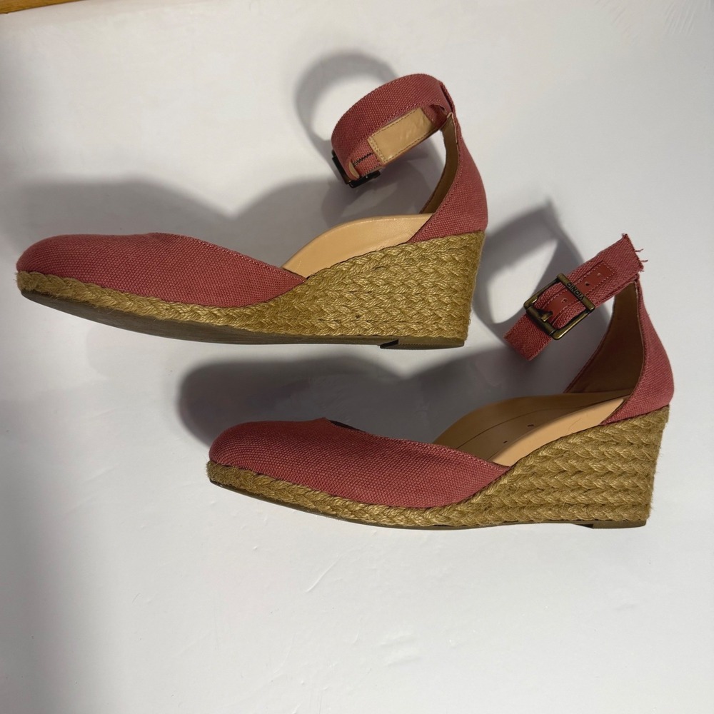 Vionic Womens Rose Pink Canvas Espadrille Wedge Ankle Strap Sandals Size 8 - Picture 10 of 13